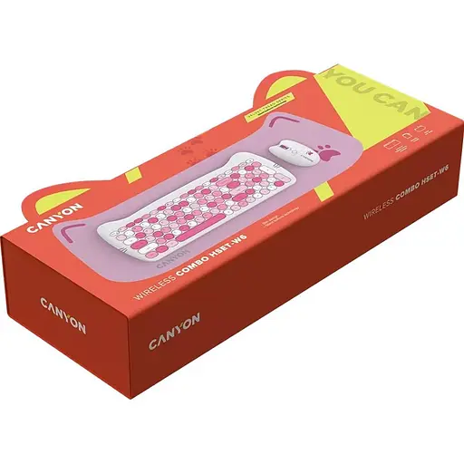 Комплект (клавиатура и мышь) CANYON HSET-W6 EN Kitty Edition AAA+АА Wireless Pink - фото 6