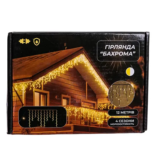 Вулична гірлянда Бахрома GarlandoPro 12 м 200 LED білий дріт Жовтий 12MWY - фото 6