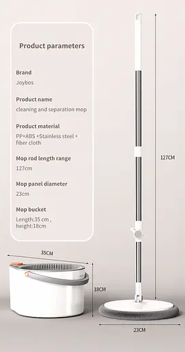 Набор швабра и ведро с отжимом Joybos Spin Mop S01 (JBS-XZTB-S1F1-JWT2P) - фото 6