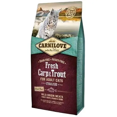 Сухой корм Carnilove Fresh Carp & Trout для стерилизованных кошек рыба 6 кг - фото 1
