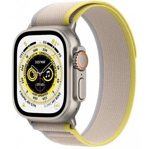 Смарт-часы Apple Watch Ultra GPS + Cellular 49 mm Titanium Case with Yellow/Beige Trail Loop-M/L (MQF23/MQFU3)