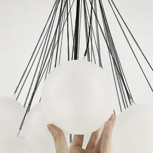 Люстра-пучок Pumpo Bubbles в черном корпусе ⌀ 70 см 37 шариков | Ст. J062-800 BK+WT | Line F - фото 5