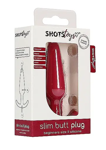 Анальна пробка ShotsToys Slim Butt Plug 8.3 см (червоний) - фото 10