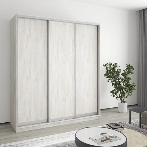 Шафа-купе тридверна MebelStar Комбо AL 3ДСП 180x60x210 см Аляска сірий (MBS-3326)