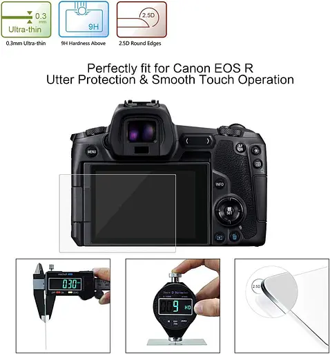 Защитное стекло BYbrutek для Canon EOS R, 0,3 мм, сверхпрозрачное для ЖК-экрана, твердость 9H, защита от царапин - фото 2