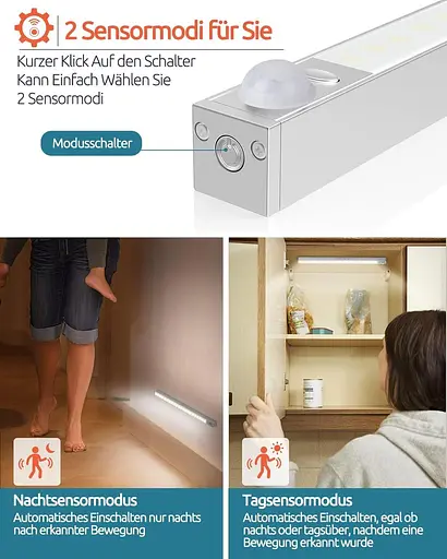 Світлодіодне освітлення для шафи 44 Світлодіодне освітлення для шафи з датчиком руху, USB-акумуляторна батарея, 4 режими - фото 4