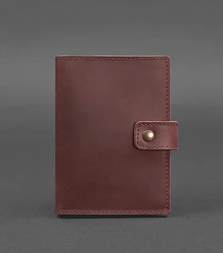 Кожаная обложка для паспорта 5.0 (с окошком) бордовая Crazy Horse - фото 1