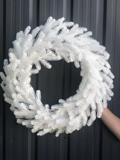 Вінок хвойний різдвяний Hvoya Traditional литий білий 50 см - фото 2