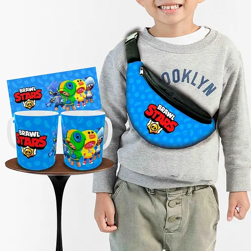 Набор: детская сумка-бананка+кружка Блавл Старс 32х15см,бананка для мальчика через плечо на подарок (00891)