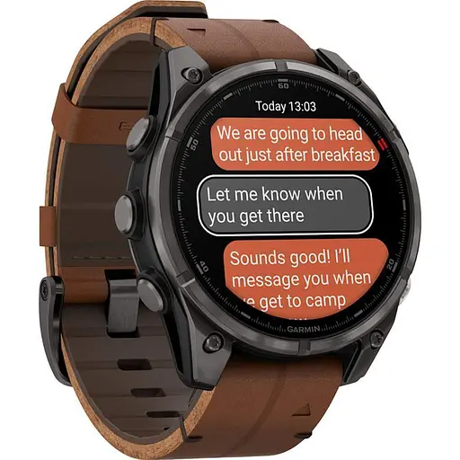 Смарт-часы Garmin Fenix 8 Pro AMOLED Sapphire 47 мм Carbon Gray DLC Titanium with Chestnut Leather Band 010-03198-40 (145040) - фото 3