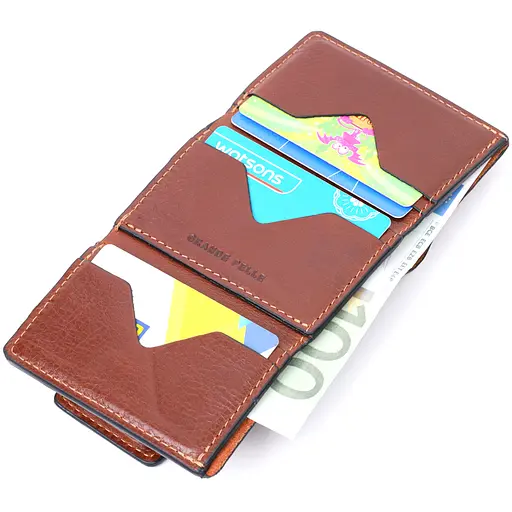 Шкіряний чоловічий гаманець Grande Pelle 8х10х1.5 см acs0026949 - фото 6