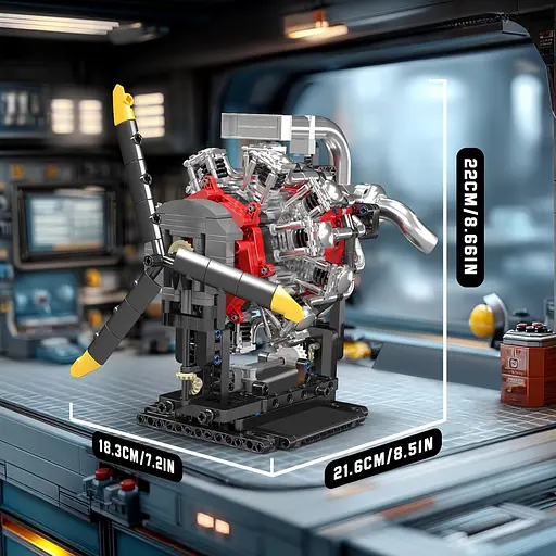 Конструктор двигун  Mould King авіаційний радіальний Radial Aviation Engine  моторозований дитячий мотор 1147 деталей - фото 3