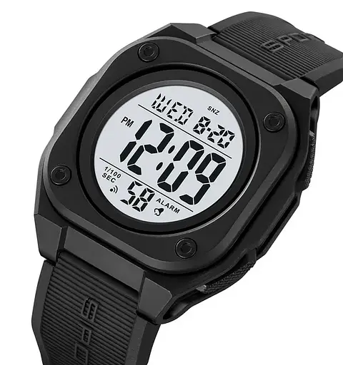 Годинник чоловічий наручний спортивний Skmei 2160 (Чорний з білим циферблатом) - фото 2