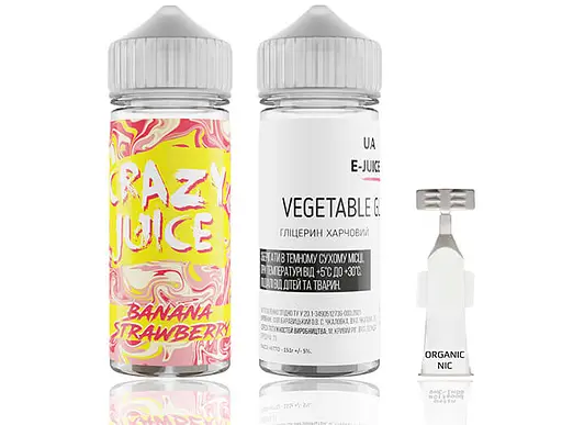 Набор компонентов для самозамеса органической заправки Crazy Juice Banana Straw 120 мл 0-3 мг Банан Клубника (11971)