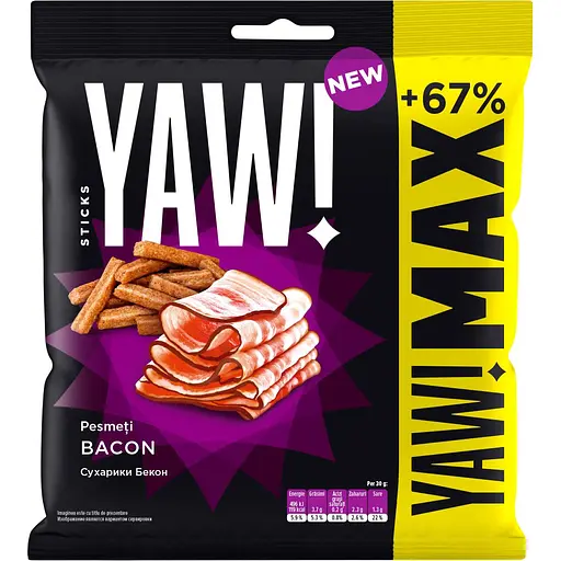 Сухарики стікси Yaw! зі смаком бекону 85 г