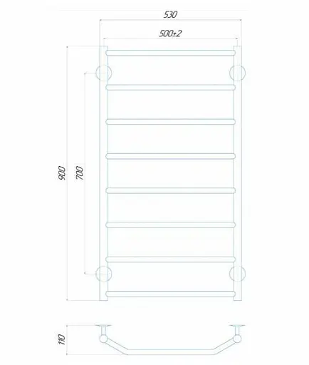 Рушникосушка водяна Deffi Трапеція П8 500х900 мм нижнє Чорний матовий 30412 - фото 2