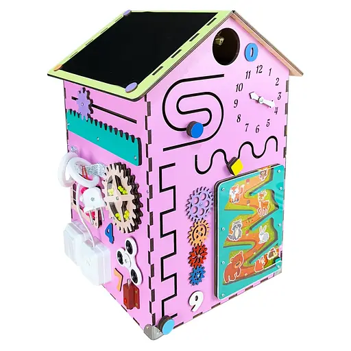Развивающая игрушка Бизикуб "Дом" Temple Group TG200111 розовый, 55х30х30 см - фото 1