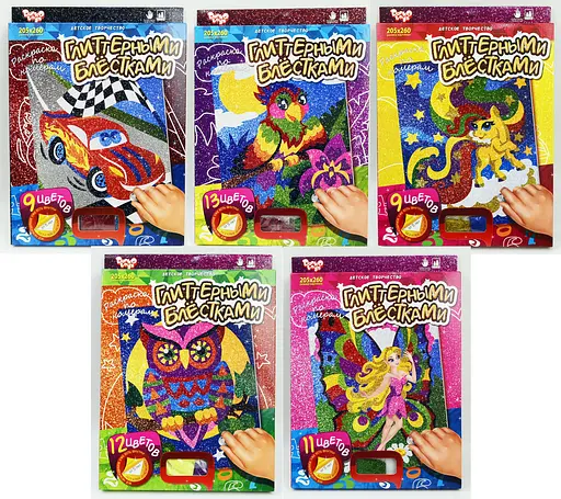 Набор для творчества, раскраска глиттерными блестками по номерам, мини, Danko Toys - фото 2