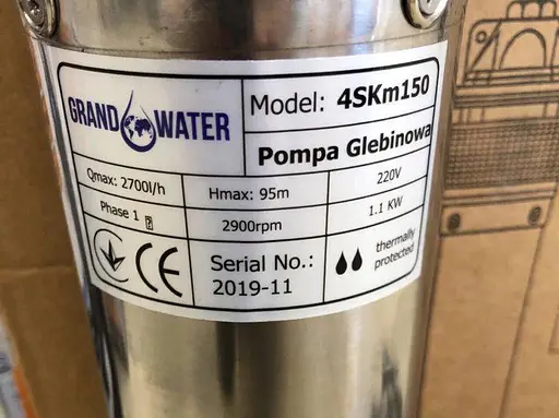 Насос глибинний GrandWater 4SKM150 1.1 кВт H95м з пультом 30412 - фото 4