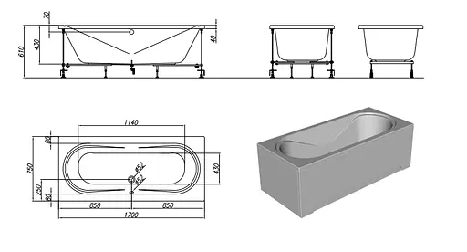 Ванна акрилова Kolpa San Carmen 170x75 741404 - фото 4