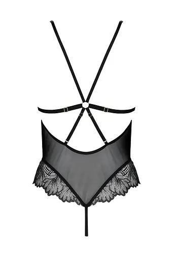 Сітчасте боді з мереживним ліфом Passion DELIENA Body XXL/XXXL black - фото 4