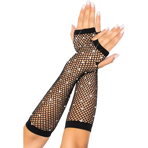 Митенки Leg Avenue RhinestOne Fishnet Arm Warmers Black