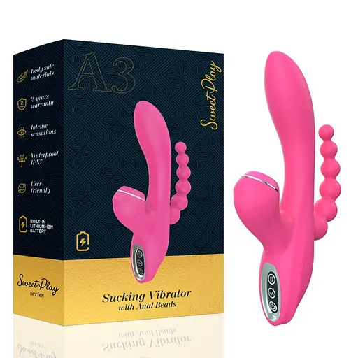 Вібратор Erospace Sweet Play Sucking Vibrator With Anal Beads A3 20.8 см рожевий - фото 12