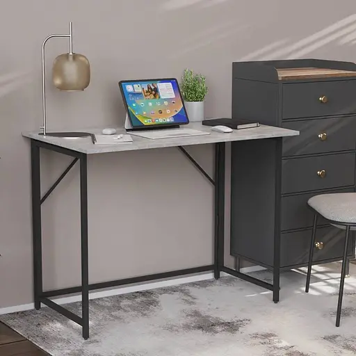 Стіл розкладний Моріс Ferrum-decor 750x1000x600 Чорний метал ДСП Бетон 16 мм (FRD-104675)