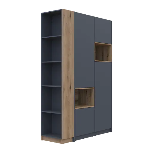 Шкаф для одежды с нишей и этажеркой Doros Дейл Графит/Дуб Эвок 2 ДСП 143.2х52х220 (42005154) - фото 2