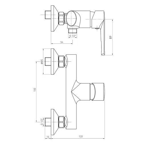 Смеситель для душа cromo Volle Solar 1530.100101 Хром - фото 2