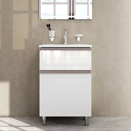 Тумба з умивальником AM.PM X-Joy S підлогова 55 см 2 ящики білий MTA-FSX0552WG-WCC0552WG Білий - фото 6