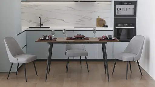 Стіл кухонний розкладний Данді на конусних ногах Ferrum-decor 75x120(160)x70 Чорний метал ДСП Дуб Сонома Трюфель 16 мм (FRD-106781)