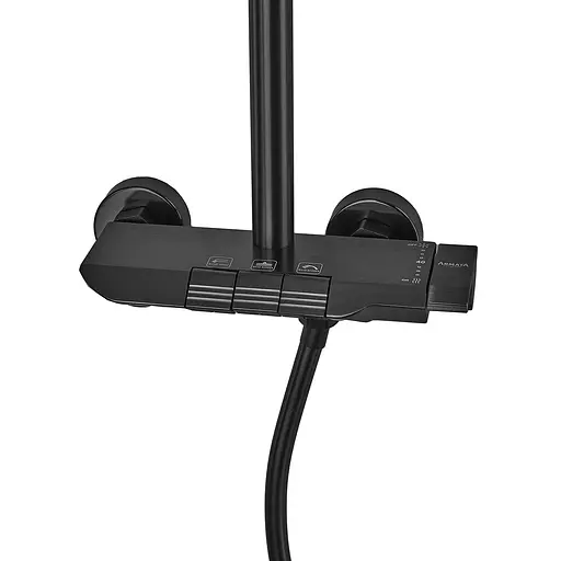 Душева система Armata BCF-009-J Black з кнопковим перемикачем 3 режими CH6506, Чорний матовий - фото 9