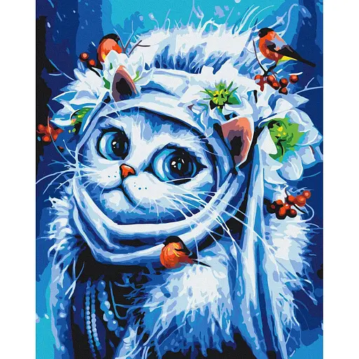 Картина за номерами на підрамнику Brushme Зимова Киця Маріанна Пащук