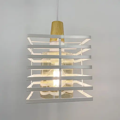 Світильник в стилі Лофт з білим корпусом решіткою та янтарним плафоном Line.F 12391/1 WT+AM - фото 2