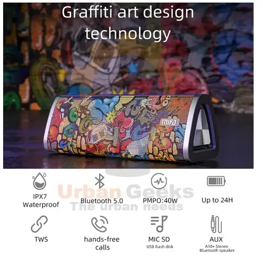 Колонка портативна Mifa A10 Plus Graffiti 20 Вт Bluetooth IPX7 - фото 6