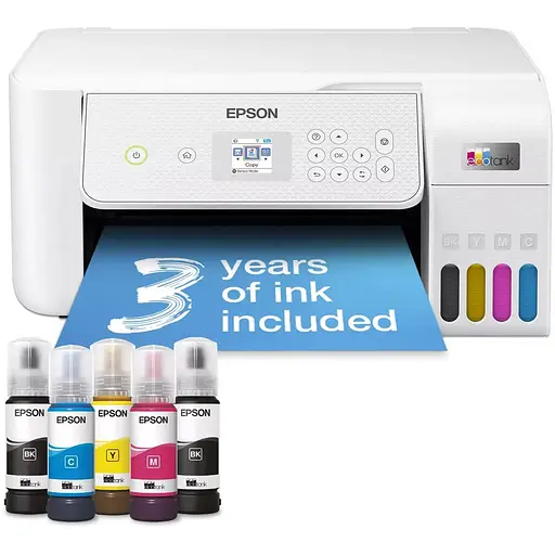 БФП струменевий кольоровий A4 Epson L3286, білий, WiFi, 5760х1440 dpi, до 33/15 стор/хв, РК екран 3.7 см, USB, вбудоване СБПЧ, - фото 1