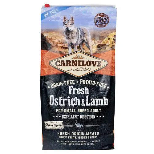 Сухий корм Carnilove Fresh Ostrich & Lamb для дорослих собак дрібних порід, ягня та страус, 6 кг - фото 3