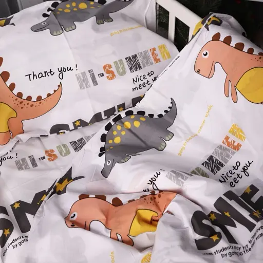 Простирадло MirSon Бязь Kids Time 17-0698 Smoky Dinosaurs 150х200 см біле з принтом (2200010460209) - фото 5