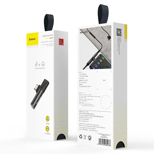 Кабель-переходник Baseus L41 Type-C input for Type-C female connectors+3.5 мм female черный - фото 2
