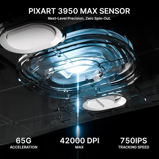 Бездротова миша ATTACK SHARK V8 42000 DPI PAW3950MAX Nordic 54L15 8K Біла - фото 8