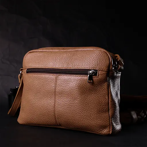 Кожаная женская сумка Grande Pelle 23х17х7 см sum0023596 - фото 9