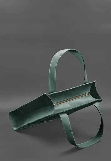 Шкіряна жіноча сумка шоппер Бетсі зелена - фото 4