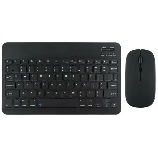Портативна бездротова клавіатура + миша 2-в-1 Bluetooth Slim для планшетів, смартфонів, ПК, смарт-телевізорів, чорна