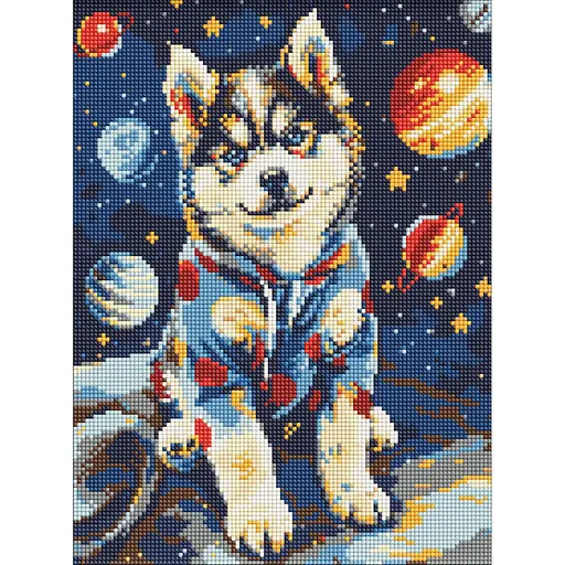 Алмазная мозаика Космический хаски AMO8075, 30x40 см