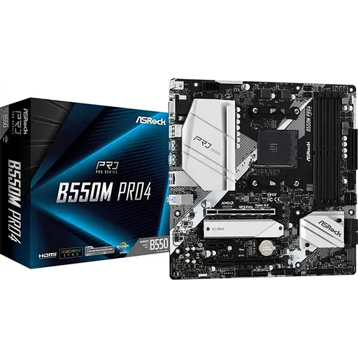 Материнская плата ASRock B550M Pro4 (AM4/B550, 4xDDR4, 2xPCIex16, DP/HDMI/VGA, 6xSATAIII, 3xM.2, GLan, 7.1ch, mATX) - фото 5