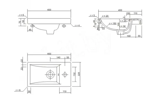 Тумба навісна ПіК Сіметрі ліва + раковина Cersanit Como 40 см Білий 30412 - фото 6