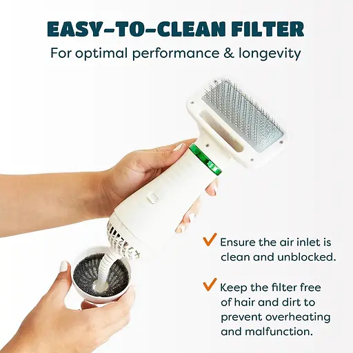 Фен-щетка для волос, 300 Вт для маленьких собак и кошек, фен для собак 2 в 1 с пуходеркой, портативный, защита от перегрева - фото 7