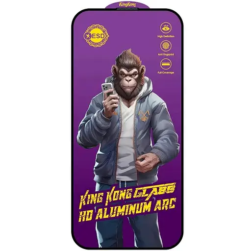 Захисне скло Epik 5D Anti-static Purple тех.пак для Apple iPhone 13/13 Pro/14/16e 6.1 Чорний