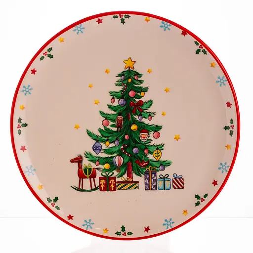 Новогодняя тарелка из фарфора Ø21.5 (см) тарелка на рождество тарелки рождественские Yiwu CR-1-2